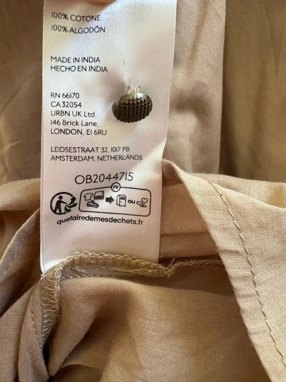 Pilcro Bow-Front Tunic Cotton Mini Dress Khaki/Tan Size M - Picture 11 of 12